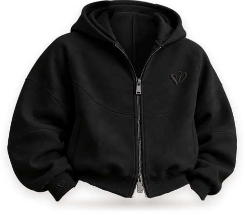 Cold Hart Zip Hoodie in Black, front (design mockup)