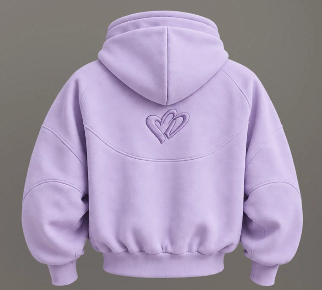 Cold Hart Zip Hoodie in Lavender, back (design mockup)