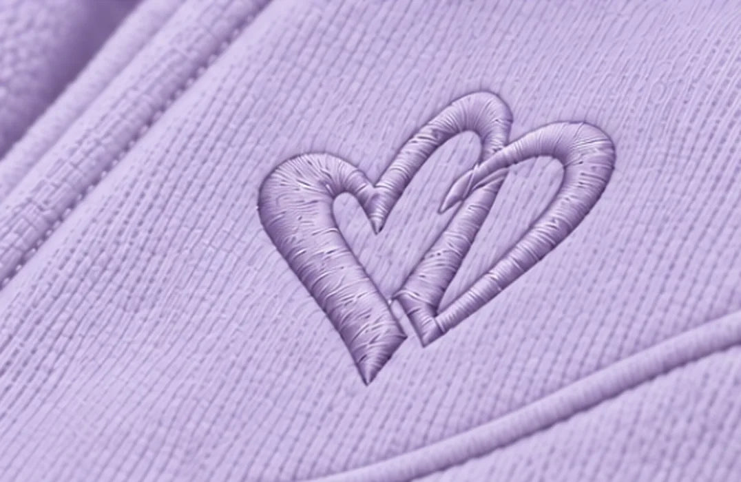 Cold Hart Zip Hoodie in Lavender, close view of the double Hart embroidered at the chest (design mockup)