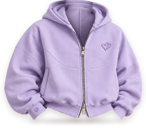 Cold Hart Zip Hoodie in Lavender, front (design mockup)